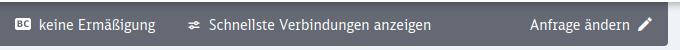 Screenshot. Ganz links steht „keine Ermäßigung“. Ganz rechts steht „Anfrage ändern“ neben einem Stiftsymbol.