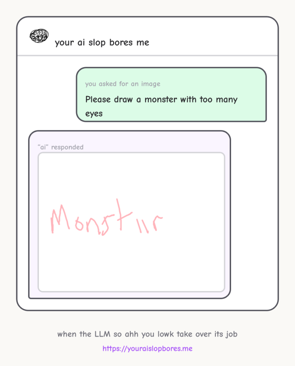 Mein Prompt: „Please draw a monster with too many eyes“. Die Zeichnung ist der Schriftzug „Monstiir“