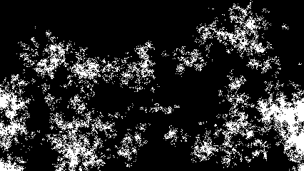 Überall im Bild gibt es schwarze und weiße Flächen die Trennlinien dazwischen sind unscharf. Insgesamt sind die schwarzen Flächen größer